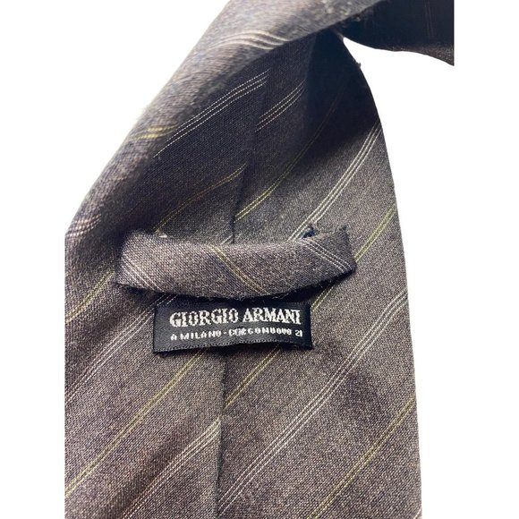 GIORGIO ARMANI Grey Cross striped 35% Silk,56% Lana Wool Tie Men's - Picture 4 of 8